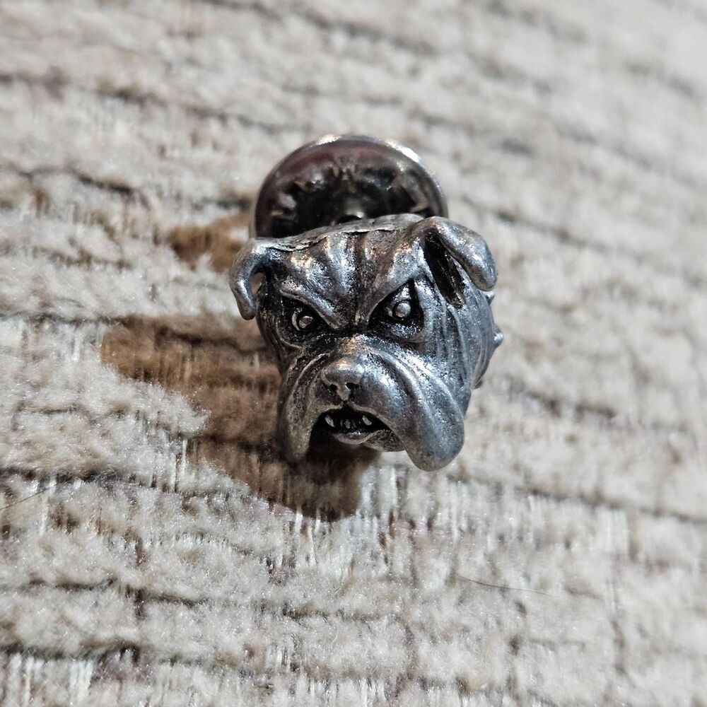 vintage bulldog silver tone pin